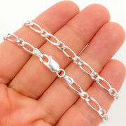 Z74SSN. Sterling Silver Figaro Diamond Cut Necklace